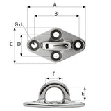 Wichard Diamond Pad Eye - Round - 60mm Length (2-23/64") - M5 Screw [6644W]